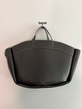 NWT Anthropologie Black Structured Leather Tote Bag
